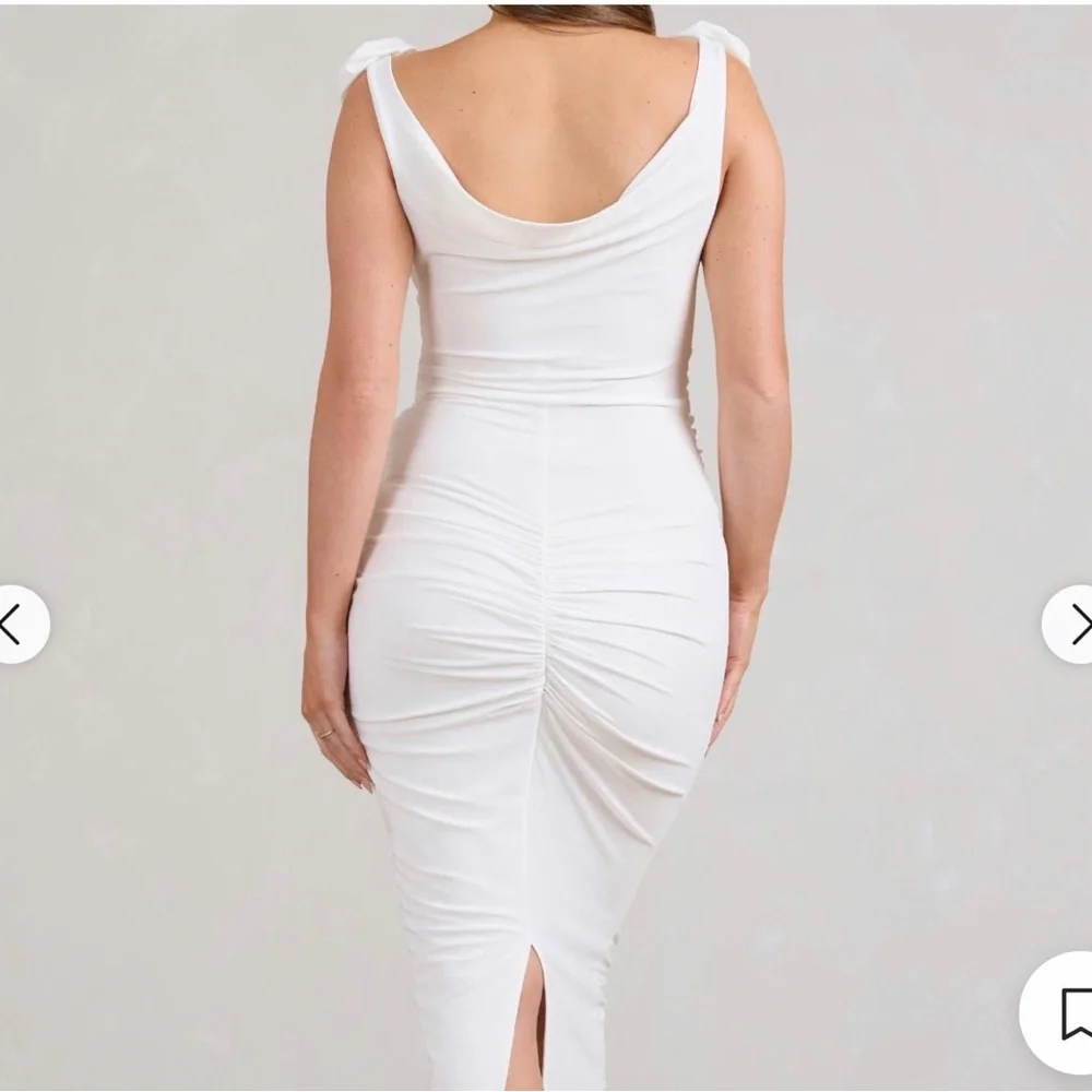 White Maternity Midi Dress - Picture 4 of 5